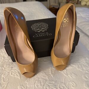 Vince Camuto Camel Peep Toe Heels